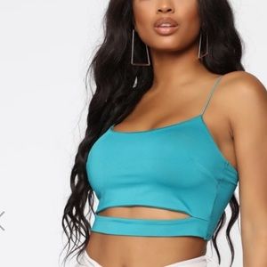 Blue Crop Top with Cutout